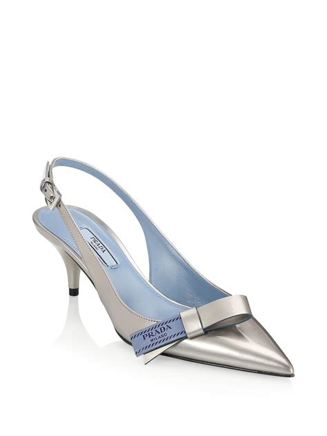 prada kitten heels silver|prada kitten heel mules.